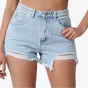Womens distressed jean shorts